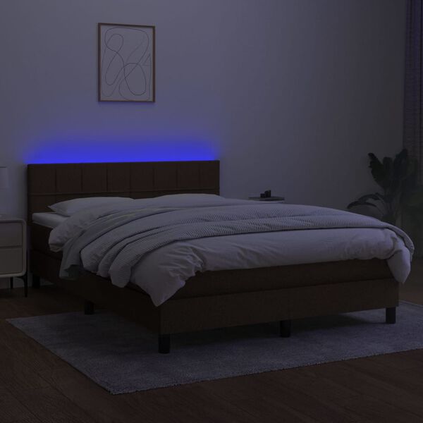 vidaXL barna sz&ouml;vet rug&oacute;s &eacute;s LED-es &aacute;gy matraccal 140x190 cm
