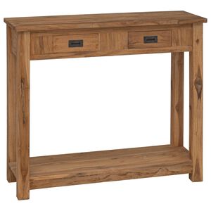 vidaXL Konzolasztal Term&eacute;szetes 90 x 30 x 80 cm T&ouml;m&ouml;r Teakfa