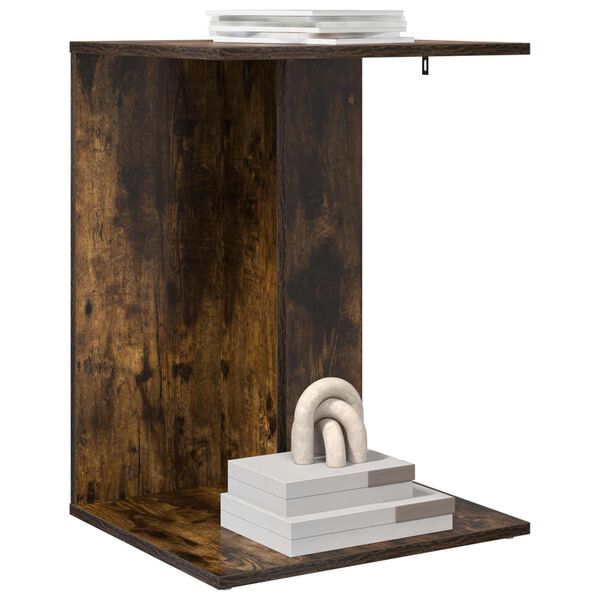 vidaXL Oldal asztal F&uuml;st&ouml;lt t&ouml;lgy 45 x 40 x 62,5 cm Faanyag