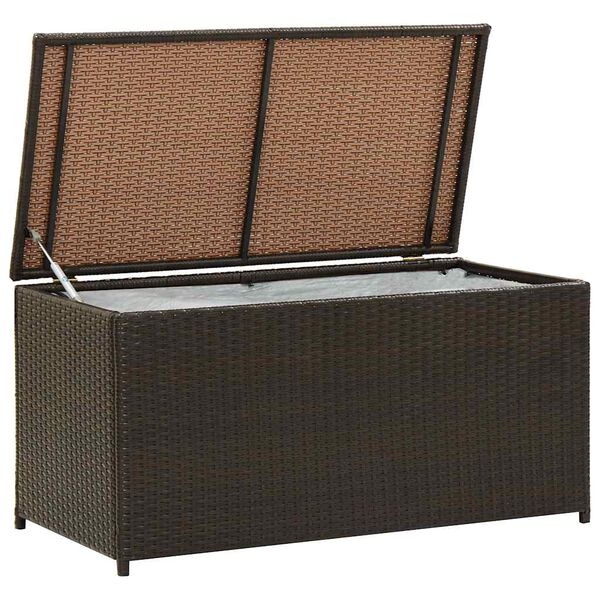 vidaXL barna polyrattan kerti t&aacute;rol&oacute;l&aacute;da 100 x 50 x 50 cm