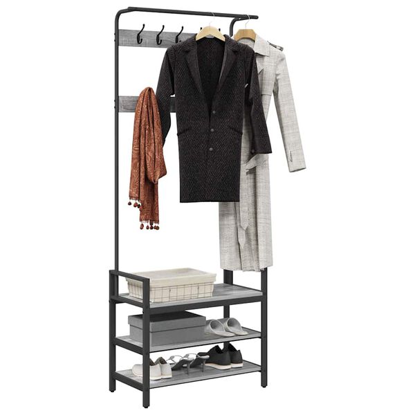 vidaXL Kab&aacute;thorog polcokkal Sz&uuml;rke Sonoma 75 x 34 x 184 cm Faanyag