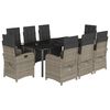 vidaXL 9 r&eacute;szes sz&uuml;rke polyrattan kerti &eacute;tkezőgarnit&uacute;ra p&aacute;rn&aacute;val