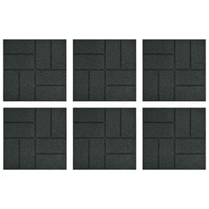 vidaXL L&eacute;pőkő 6 db Fekete 40,5 x 40,5 x 2 cm Gumi