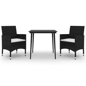 vidaXL 3 r&eacute;szes polyrattan &eacute;s &uuml;veg kerti &eacute;tkezőgarnit&uacute;ra p&aacute;rn&aacute;kkal
