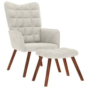 vidaXL kr&eacute;msz&iacute;nű b&aacute;rsony pihenőfotel zs&aacute;molynal