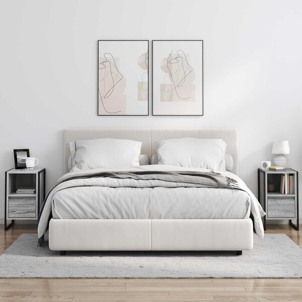 vidaXL &Eacute;jjeli asztal fi&oacute;kkal Sz&uuml;rke Sonoma 39,5 x 30 x 50 cm Faanyag