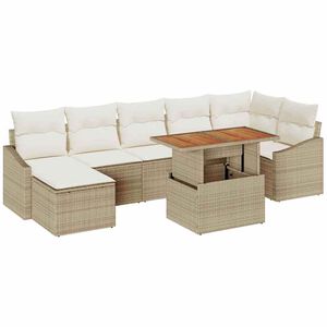 vidaXL Kert &eacute;tkező szett p&aacute;rn&aacute;val 8 pcs Beige &eacute;s kr&eacute;m