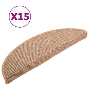vidaXL 15 db világosbarna félkör alakú lépcsőszőnyeg 56 x 17 x 3 cm