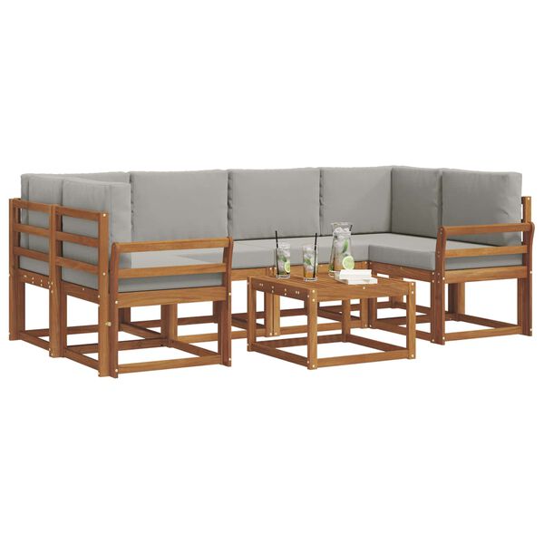 vidaXL K&uuml;lt&eacute;ri kanap&eacute; szett 7 pcs Term&eacute;szetes &eacute;s Vil&aacute;gossz&uuml;rke