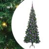 vidaXL Sarok Műkar&aacute;csonyfa 300 LED-del Z&ouml;ld 180 cm PVC &eacute;s f&eacute;m