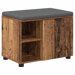 vidaXL Előt&eacute;r pad ajt&oacute;val &Ouml;reg fa 60 x 38 x 46 cm Műanyag Fa &eacute;s Sz&ouml;vet