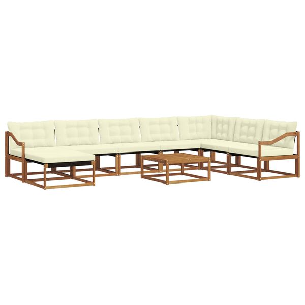 vidaXL K&uuml;lt&eacute;ri kanap&eacute; szett p&aacute;rn&aacute;val 9 pcs Term&eacute;szetes &eacute;s kr&eacute;msz&iacute;nű