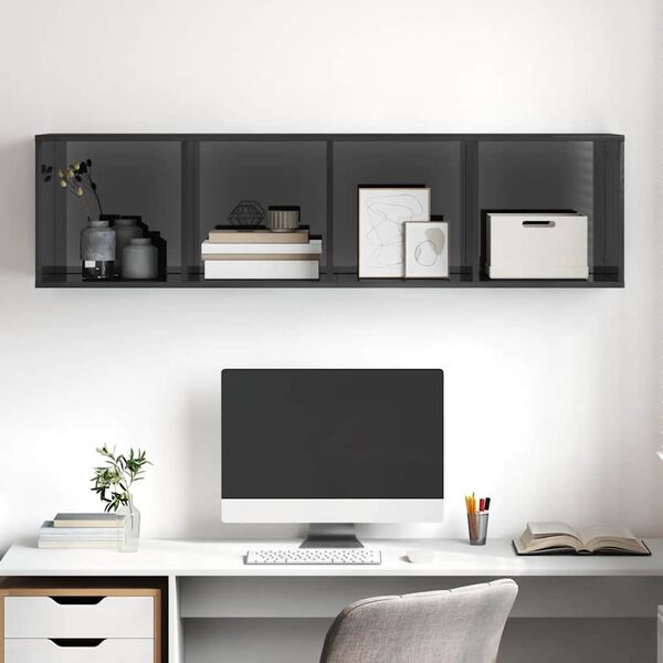 vidaXL magasf&eacute;nyű sz&uuml;rke szerelt fa fali TV-szekr&eacute;ny 37x37x142,5 cm