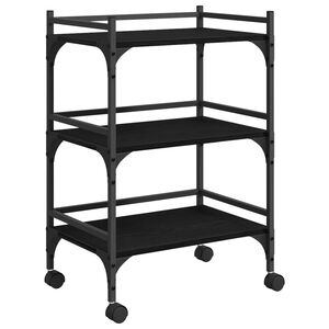 vidaXL Konyhai kocsi Fekete t&ouml;lgy 50 x 35 x 75.5 cm Szerelt Fa