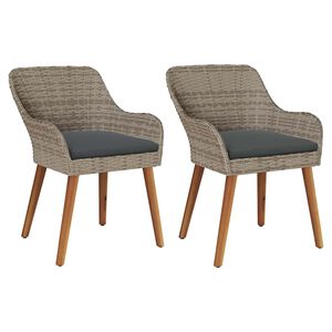 vidaXL Kerti Sz&eacute;k p&aacute;rn&aacute;val 2 pcs Fekete 62.5 x 55 x 82 cm polirattan