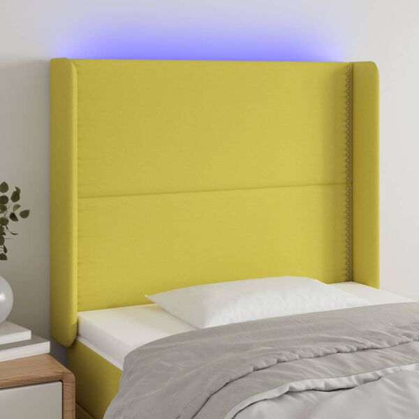 vidaXL zöld szövet LED-es fejtámla 83x16x118/128 cm
