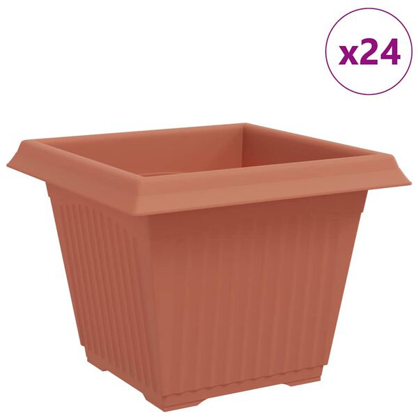 vidaXL N&eacute;gyzet Vir&aacute;gcser&eacute;p 24 pcs T&eacute;gla V&ouml;r&ouml;s 28,5 x 28,5 x 22 cm