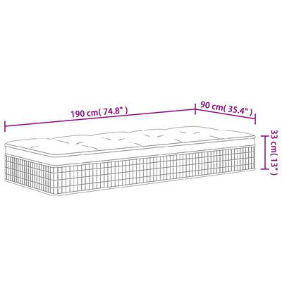 vidaXL közepes keménységű egyszemélyes zsebrugós matrac 90 x 190 cm
