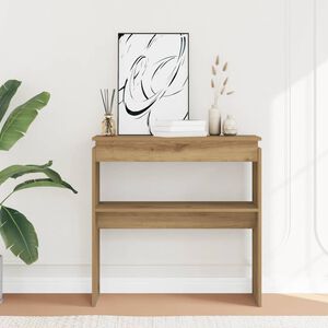 vidaXL k&eacute;zműves t&ouml;lgy sz&iacute;nű szerelt fa doh&aacute;nyz&oacute;asztal 80 x 30 x 80 cm