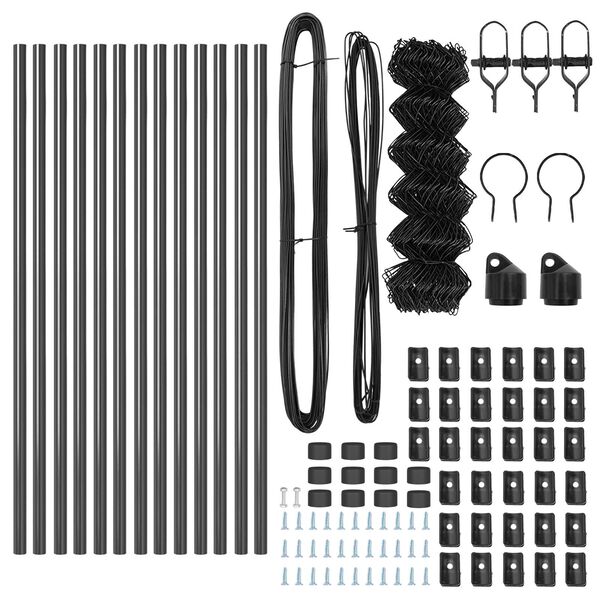 vidaXL Kerítésoszlop Szürke 25 x 0,4 m (40 x 40 mm rács) Acél és PVC