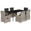 vidaXL 7 r&eacute;szes vil&aacute;gossz&uuml;rke polyrattan kerti &eacute;tkezőszett p&aacute;rn&aacute;val