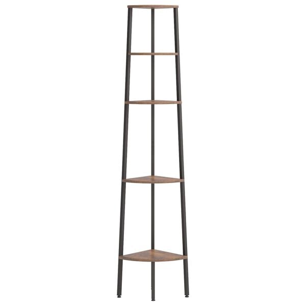 vidaXL 5 szintes s&ouml;t&eacute;tbarna &eacute;s fekete sarokpolc 45,5 x 31,5 x 180 cm