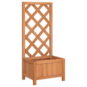 vidaXL barna t&ouml;m&ouml;r fenyőfa vir&aacute;gl&aacute;da r&aacute;ccsal 40 x 30 x 90 cm