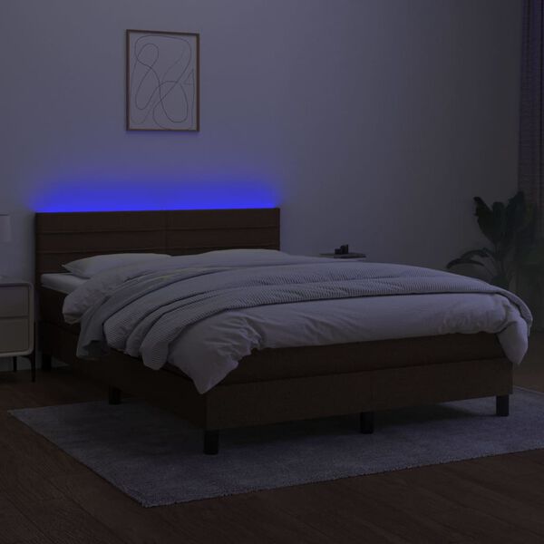 vidaXL barna sz&ouml;vet rug&oacute;s &eacute;s LED-es &aacute;gy matraccal 140x190 cm