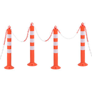 vidaXL 4 db polietil&eacute;n terelőoszlop l&aacute;nccal 75 cm