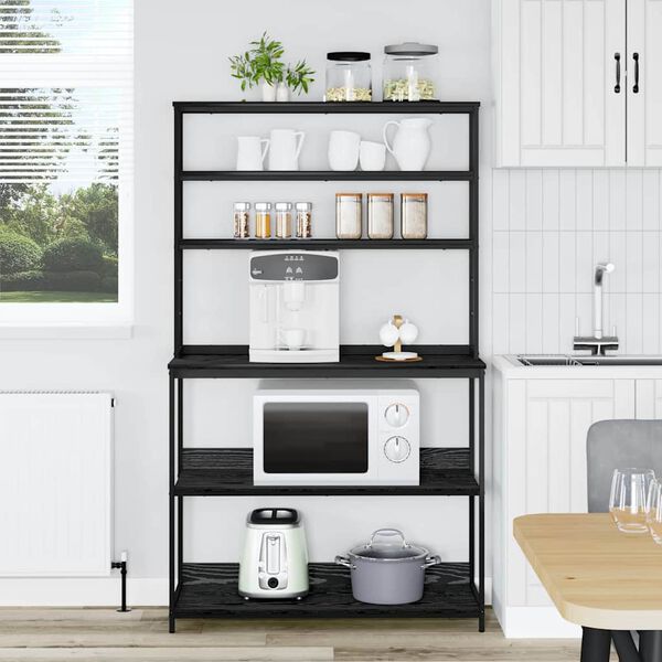 vidaXL Konyhai polc Fekete t&ouml;lgy 100 x 40 x 168 cm Faanyag