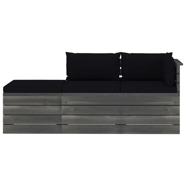 vidaXL 3 r&eacute;szes t&ouml;m&ouml;r fenyőfa kerti raklap-b&uacute;torgarnit&uacute;ra p&aacute;rn&aacute;kkal