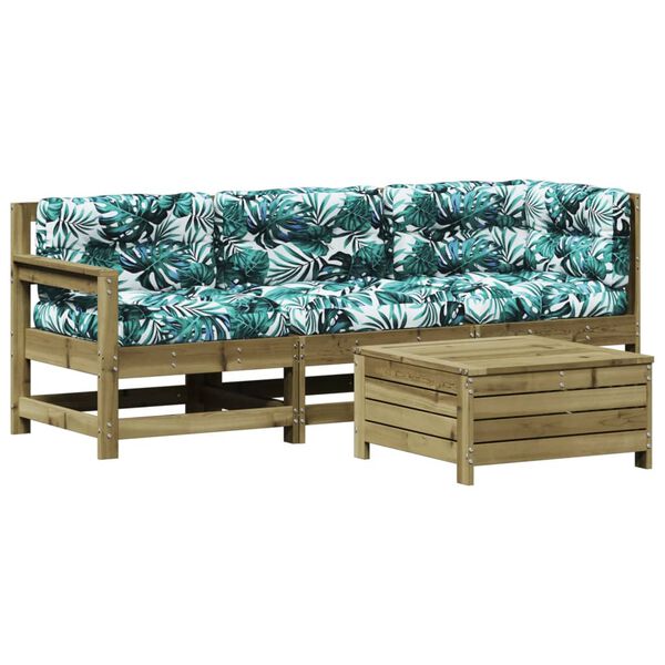 vidaXL 4 r&eacute;szes impregn&aacute;lt fenyőfa kerti &uuml;lőgarnit&uacute;ra p&aacute;rn&aacute;val