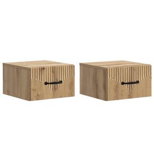 vidaXL Fali &eacute;jjeli szekr&eacute;ny 2 db K&eacute;zműves T&ouml;lgy 34,5 x 33 x 20 cm