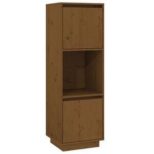 vidaXL m&eacute;zbarna t&ouml;m&ouml;r fenyőfa magasszekr&eacute;ny 38x35x117 cm