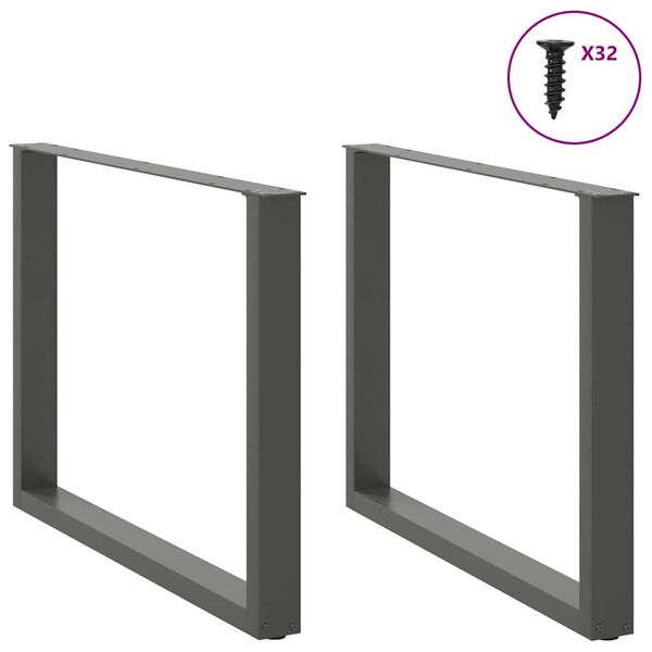 vidaXL 2 db antracitsz&uuml;rke, U alak&uacute; &eacute;tkezőasztal l&aacute;b 100 x (72-73) cm ac&eacute;l