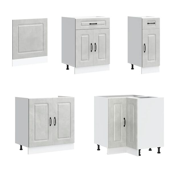 vidaXL 11 r&eacute;szes konyhai szekr&eacute;ny szett Kalmar betonsz&uuml;rke műszaki fa