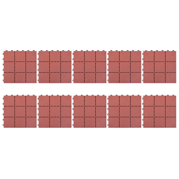 vidaXL 10 db piros műanyag padlólap 30,5 x 30,5 cm