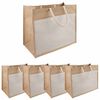 vidaXL Juta k&eacute;zi t&aacute;sk&aacute;k zsebbel 5 Term&eacute;szetes &eacute;s Feh&eacute;r 42 x 33 x 19 cm