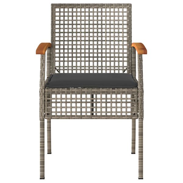 vidaXL 3 r&eacute;szes sz&uuml;rke polyrattan &eacute;s ak&aacute;cfa bisztr&oacute;szett p&aacute;rn&aacute;kkal