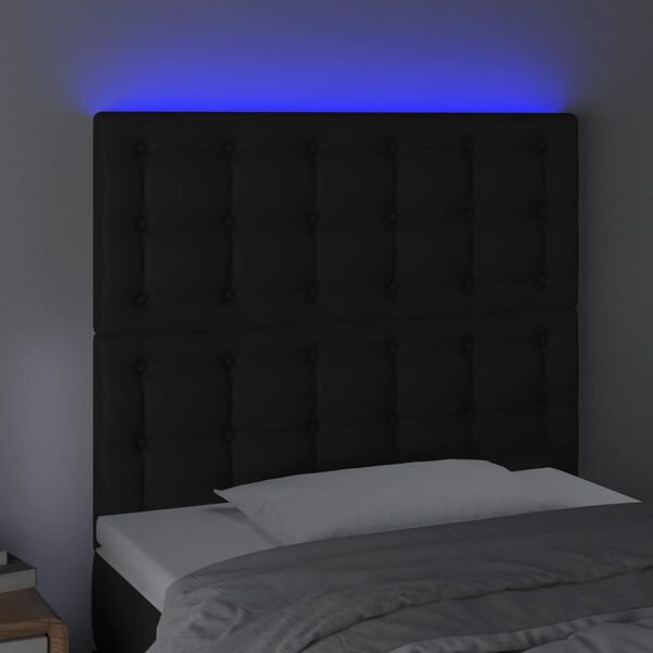 vidaXL fekete műbőr LED-es fejtámla 100x5x118/128 cm
