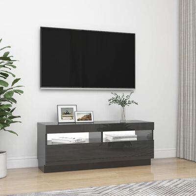 vidaXL magasfényű szürke TV-szekrény LED-lámpákkal 100 x 35 x 40 cm