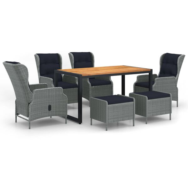 vidaXL 7 r&eacute;szes vil&aacute;gossz&uuml;rke kerti &eacute;tkezőgarnit&uacute;ra