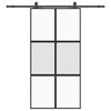 vidaXL fekete edzett &uuml;veg tol&oacute;ajt&oacute; f&eacute;mszerel&eacute;k szettel 102,5x205 cm