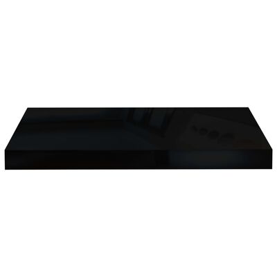 vidaXL 2 db magasfényű fekete MDF lebegő fali polc 50 x 23 x 3,8 cm