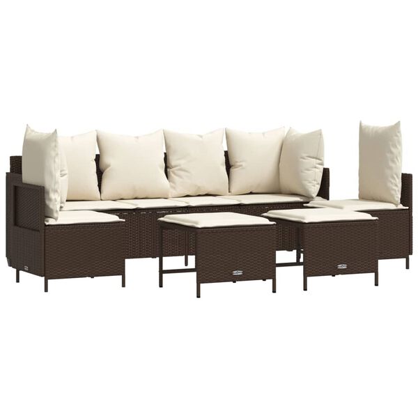 vidaXL 5 r&eacute;szes barna polyrattan kerti &uuml;lőgarnit&uacute;ra p&aacute;rn&aacute;val