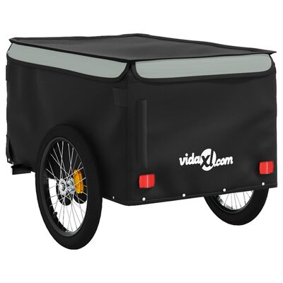 vidaXL fekete-szürke vas kerékpár-utánfutó 45 kg