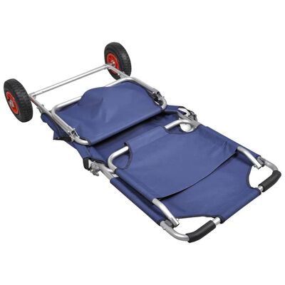 vidaXL hordozható, összecsukható kék strandkocsi