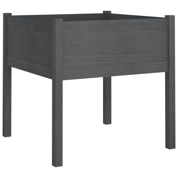 vidaXL 2 db szürke tömör fenyőfa kerti virágtartó 70 x 70 x 70 cm