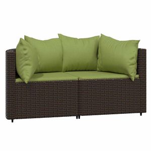 vidaXL 2 db barna polyrattan kerti sarokkanap&eacute; p&aacute;rn&aacute;kkal