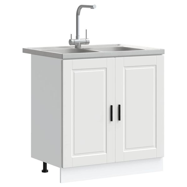 vidaXL Mosogat&oacute;szekr&eacute;ny t&aacute;rol&oacute;val ajt&oacute;val Porto 2 pcs Feh&eacute;r Faanyag